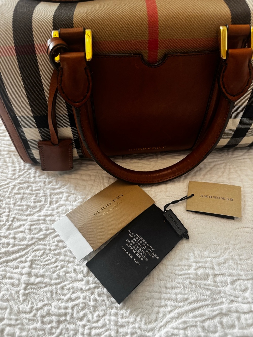 Burberry Brown Leather and Vintage Check Toiletry Bag - Picture 3 of 11